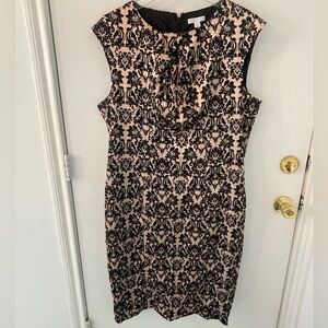 New York & Company Black and gold Damask dress